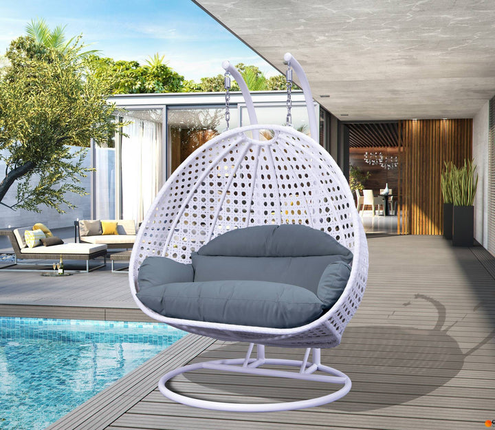 Strinati Double Seater Hanging Swing With Stand For Balcony , Garden Swing (White)