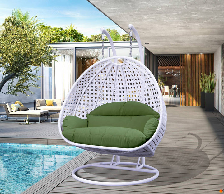 Strinati Double Seater Hanging Swing With Stand For Balcony , Garden Swing (White)