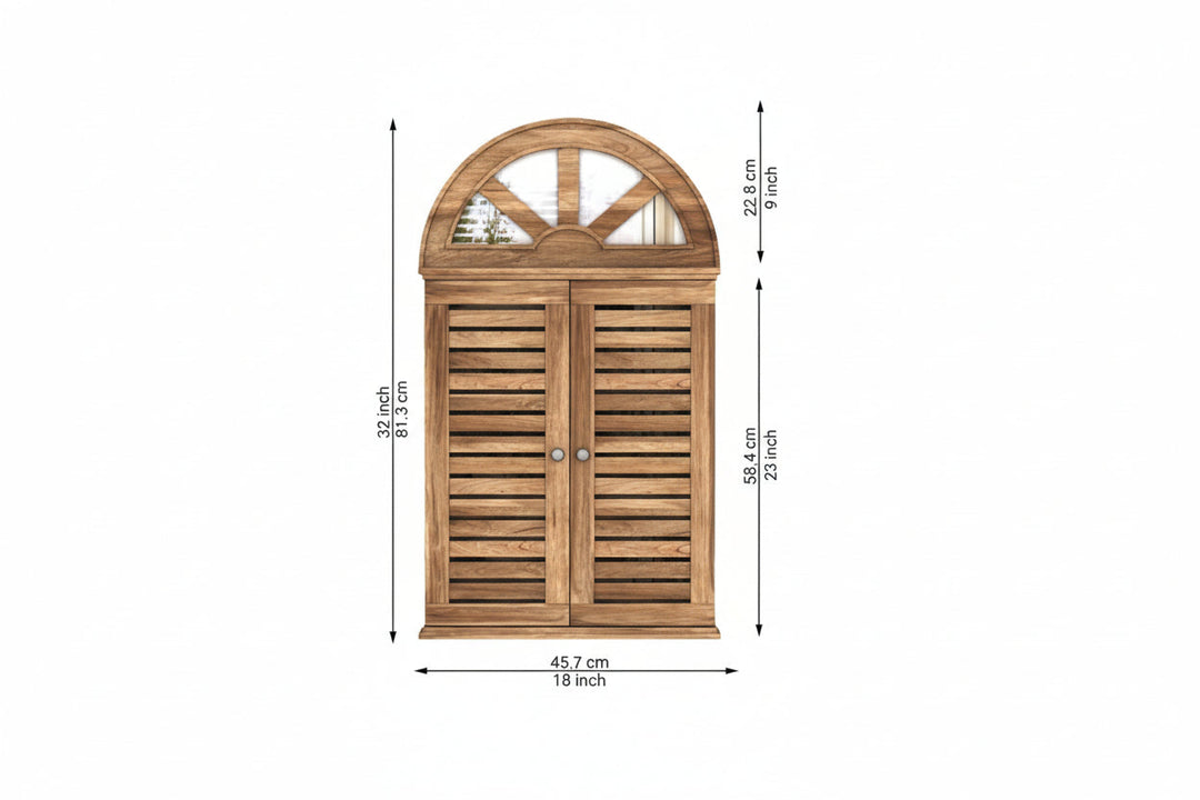Elisa Wooden Window Frame With Mirror (Natural Finish)