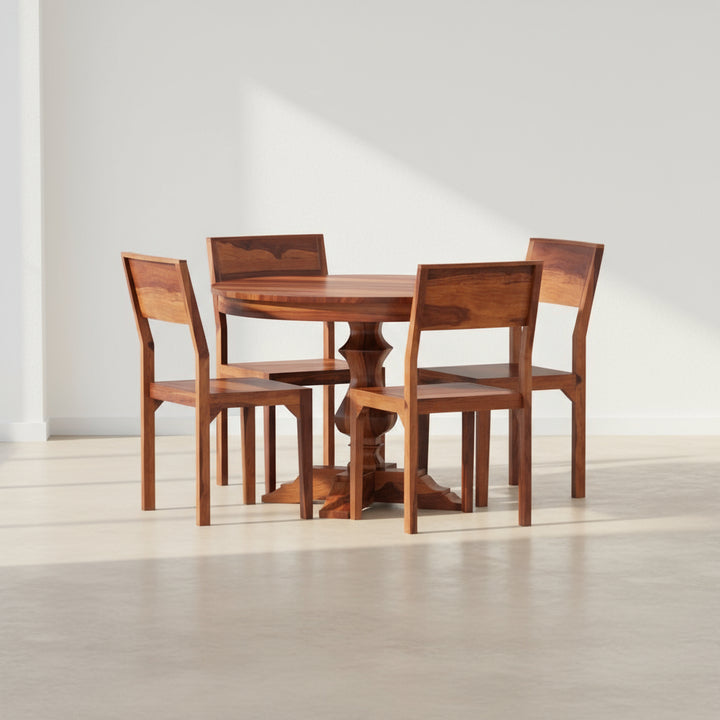 Emilia Sheesham Wood round dining table set