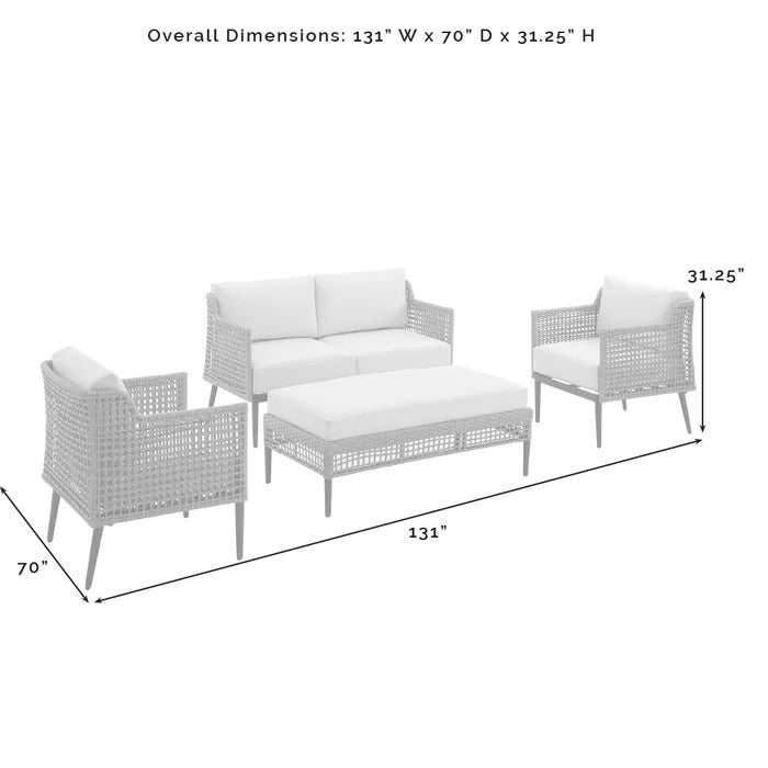 Fuente Outdoor Sofa Set 2 Seater , 2 Single seater and 1 Center Table (Cream+ Brown)