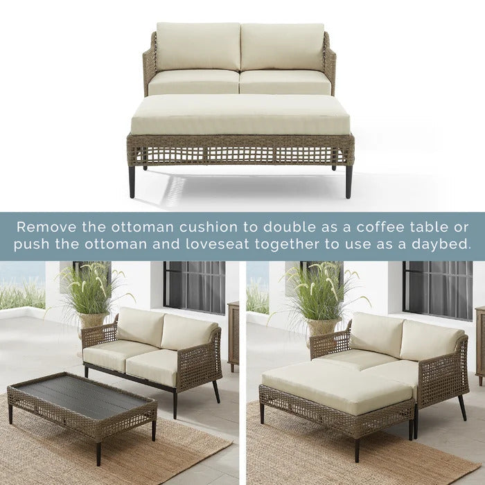 Fuente Outdoor Sofa Set 2 Seater , 2 Single seater and 1 Center Table (Cream+ Brown)