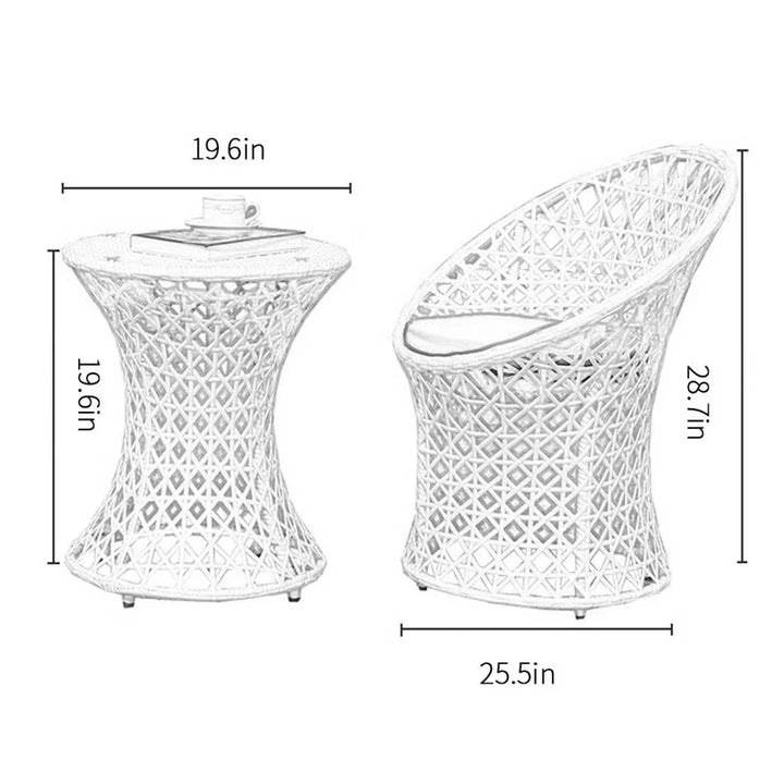 Espiridión Outdoor Patio Seating Set 2 Chairs and 1 Table Set (White)