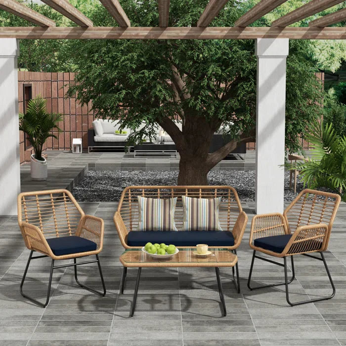 Cara Outdoor Sofa Set 2 Seater, 2 Single seater and 1 Center Table (Honey)