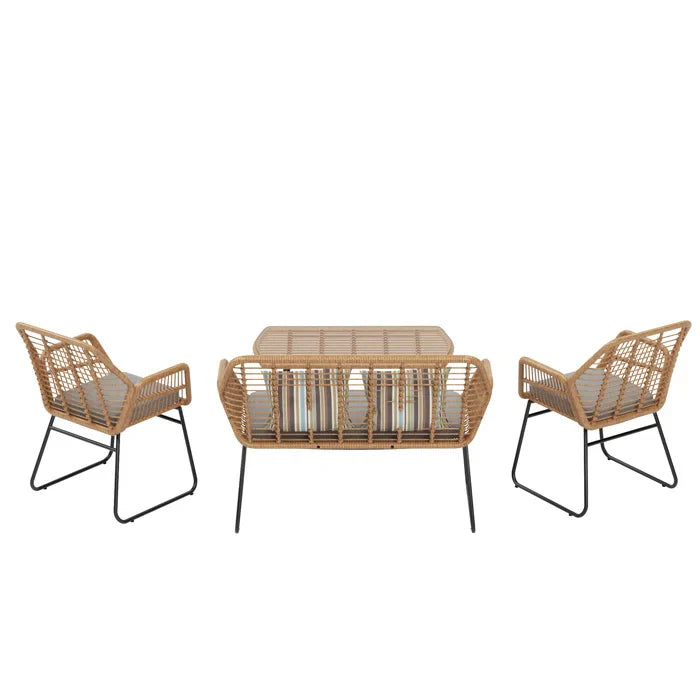 Cara Outdoor Sofa Set 2 Seater, 2 Single seater and 1 Center Table (Honey)