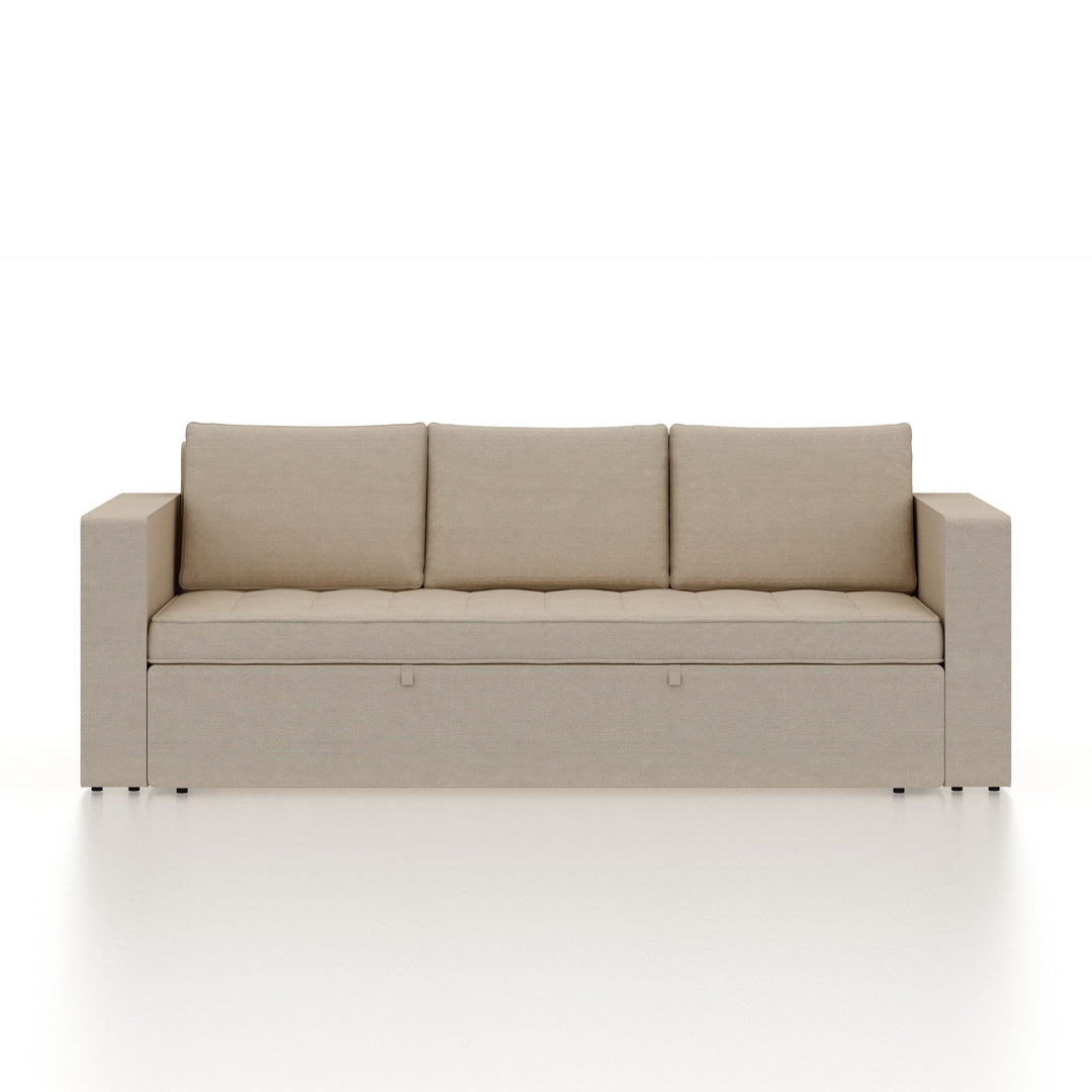 Mario Three Seater Upholstered Sofa Cum Bed Velvet - 12 Months Warranty - CREAM - Seasame - Sofa Cum Bed