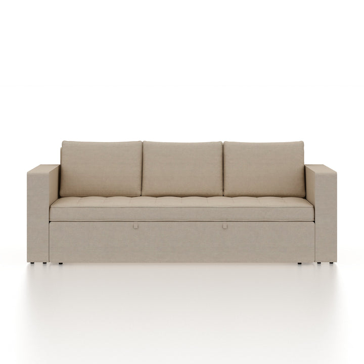 Mario Three Seater Upholstered Sofa Cum Bed Velvet - 12 Months Warranty - CREAM - Seasame - Sofa Cum Bed
