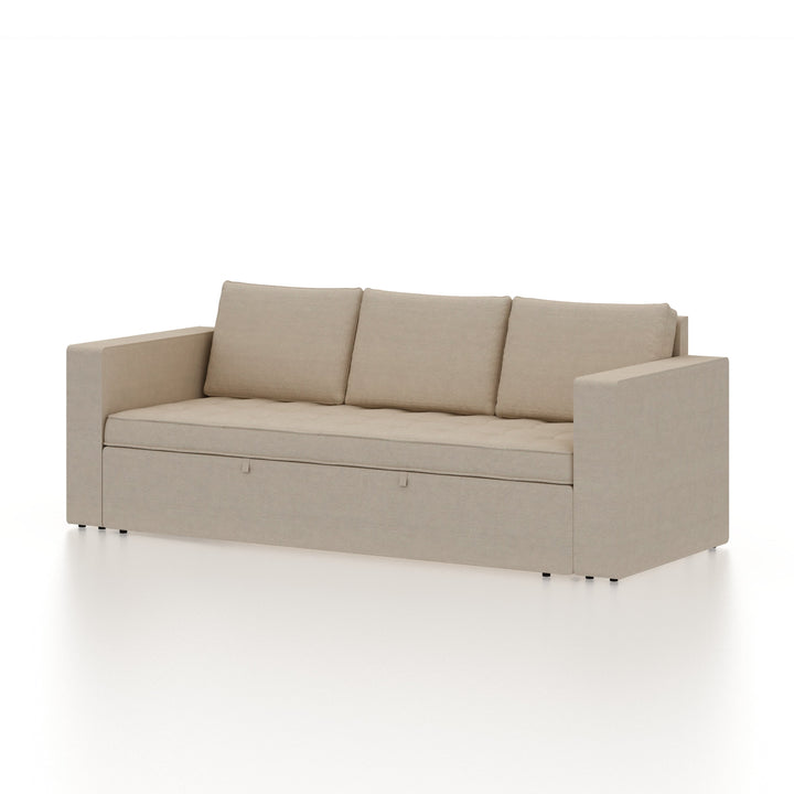 Mario Three Seater Upholstered Sofa Cum Bed Velvet - 12 Months Warranty - CREAM - Seasame - Sofa Cum Bed