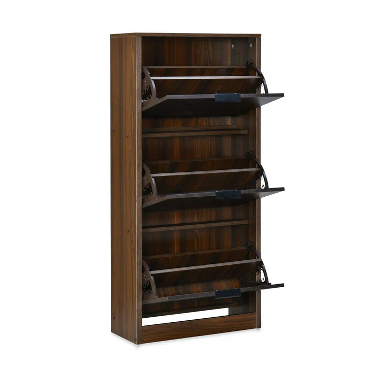 OmkarWood™ Elegant 3-Door Engineered Wood Shoe Cabinet