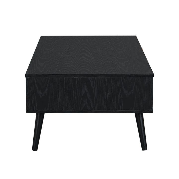 Frances Woven Rattan Wooden Coffee Table in Black Colour Coffee Tables & Nesting Tables