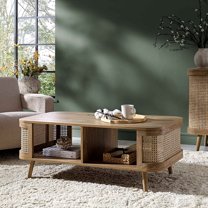 Izzy Curved Rattan Coffee Table Natural Coffee Table