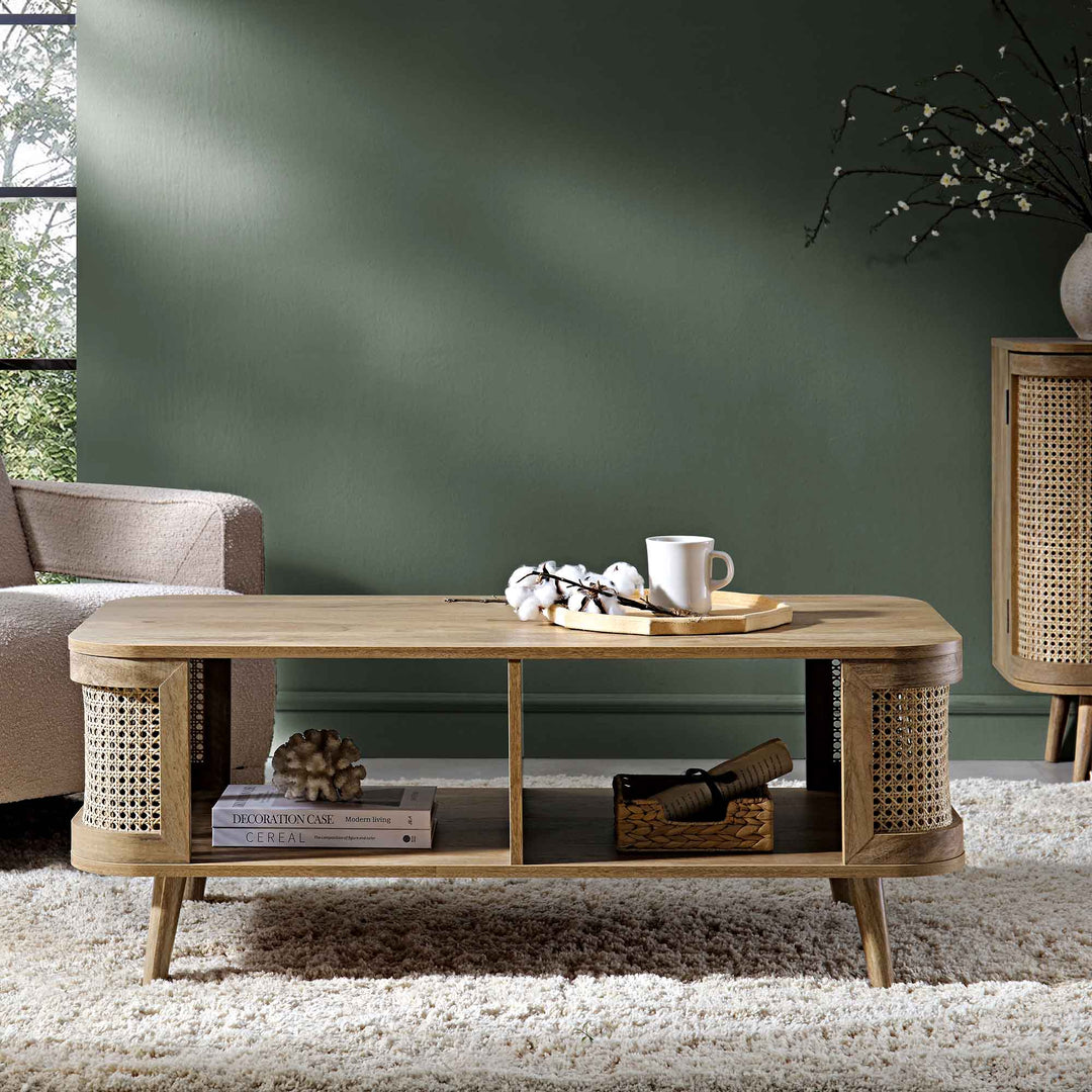 Izzy Curved Rattan Coffee Table Natural Coffee Table