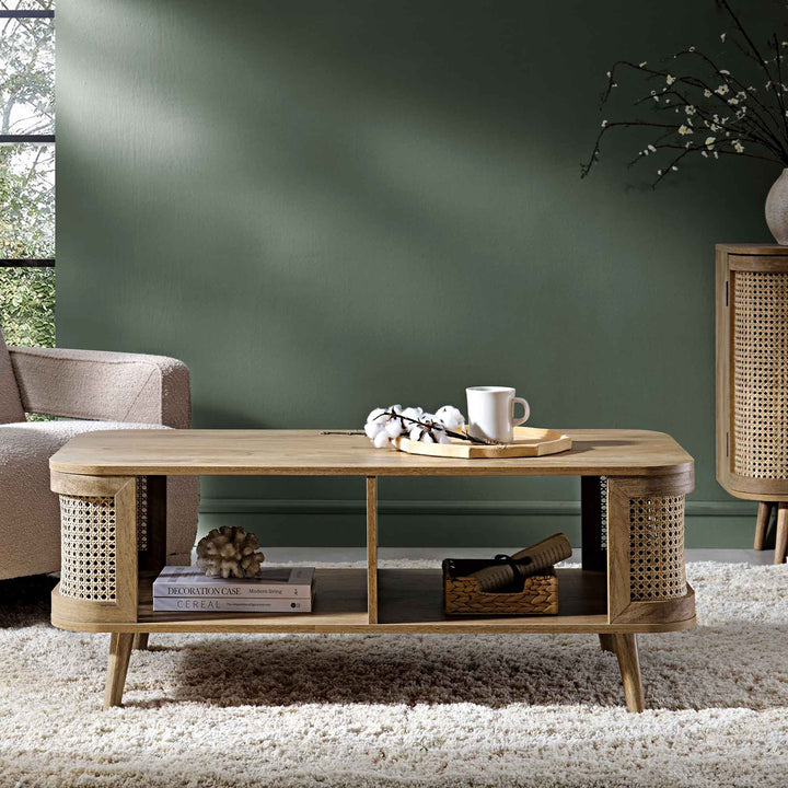 Izzy Curved Rattan Coffee Table Natural Coffee Table