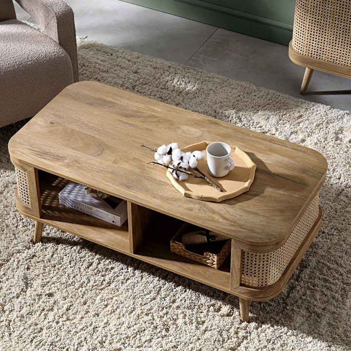 Izzy Curved Rattan Coffee Table Natural Coffee Table