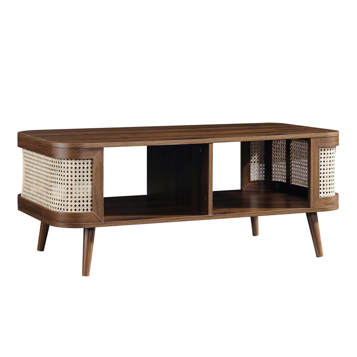 Izzy Curved Rattan Coffee Table Walnut Coffee Table
