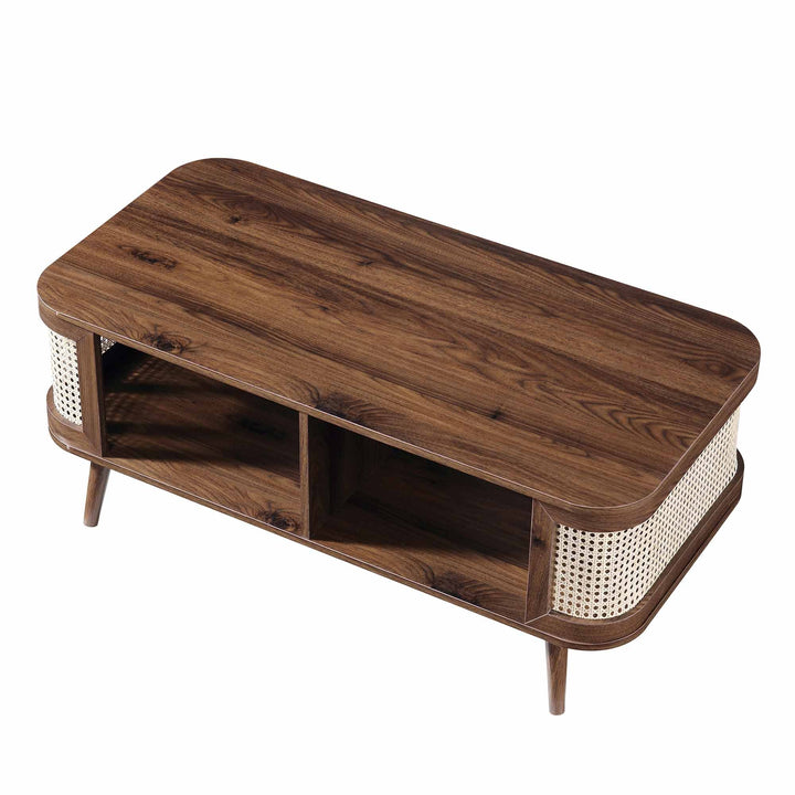 Izzy Curved Rattan Coffee Table Walnut Coffee Table