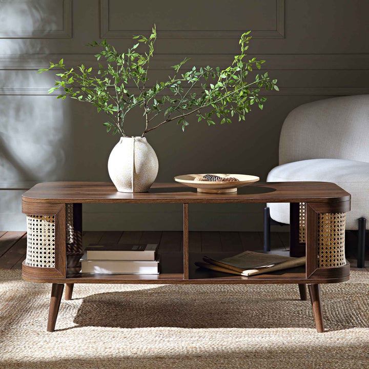 Izzy Curved Rattan Coffee Table Walnut Coffee Table