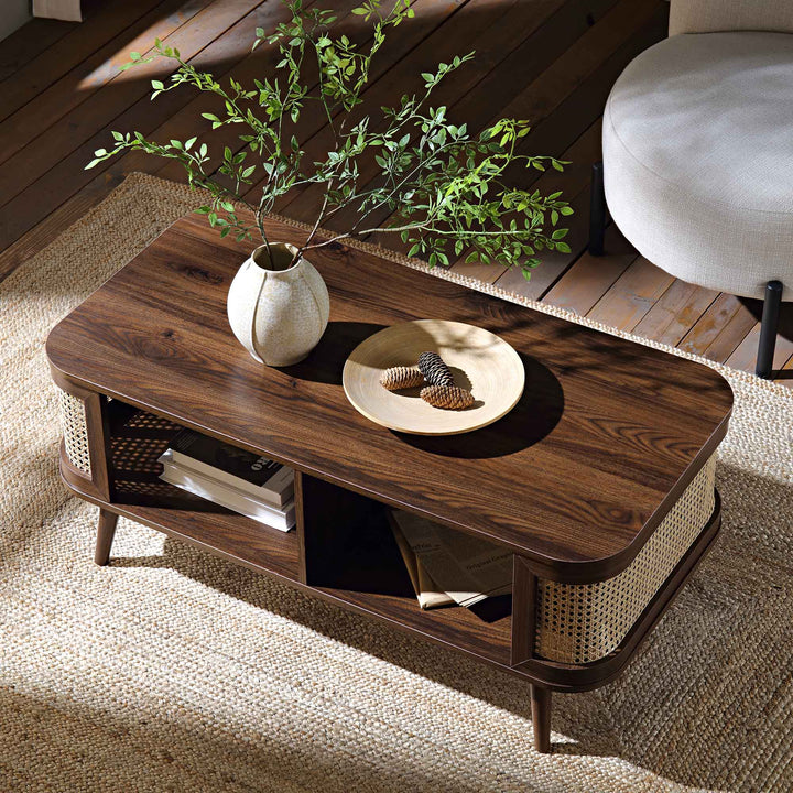 Izzy Curved Rattan Coffee Table Walnut Coffee Table
