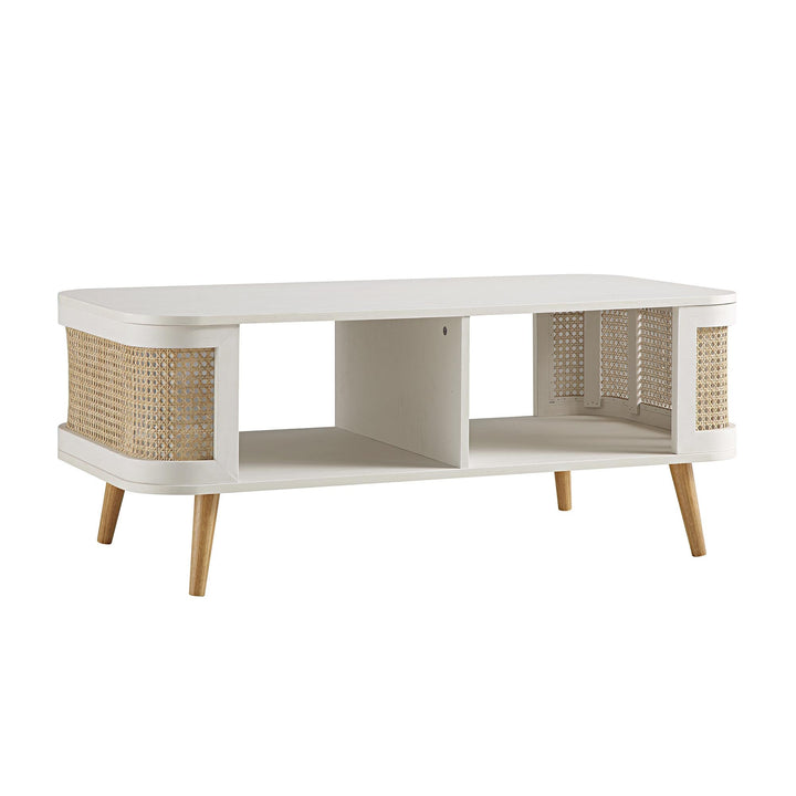 Izzy Curved Rattan Coffee Table White Coffee Table