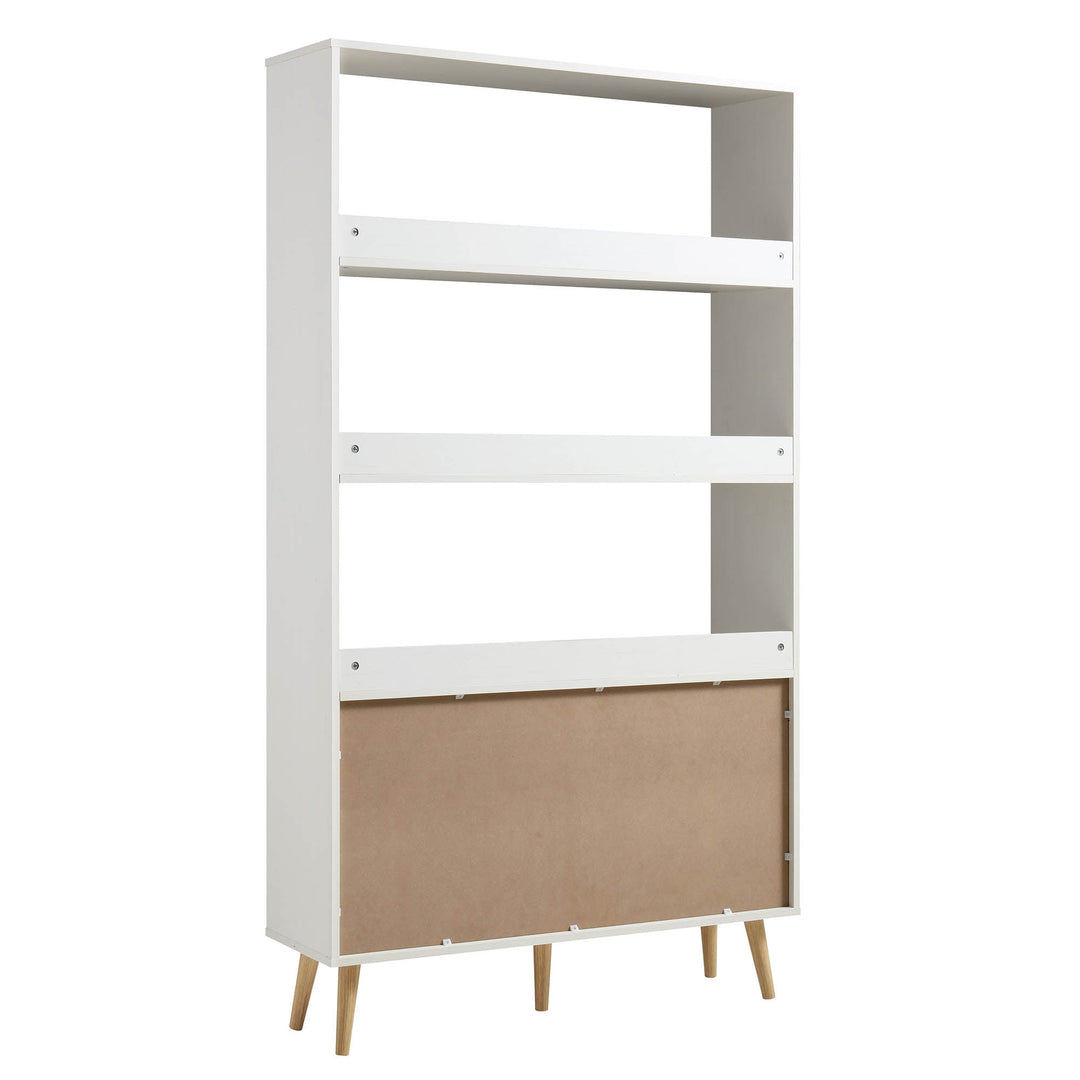 Frances Woven Rattan Bookcase with Doors White Bookcases & Shelves