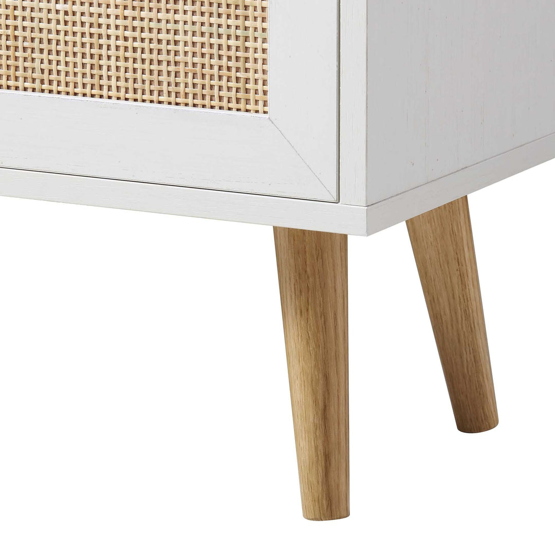 Frances Woven Rattan Bookcase with Doors White Bookcases & Shelves