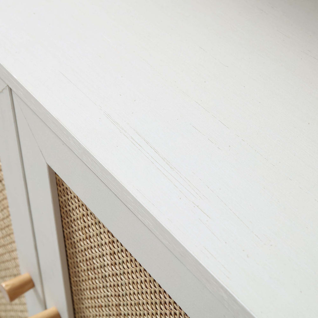 Frances Woven Rattan Bookcase with Doors White Bookcases & Shelves