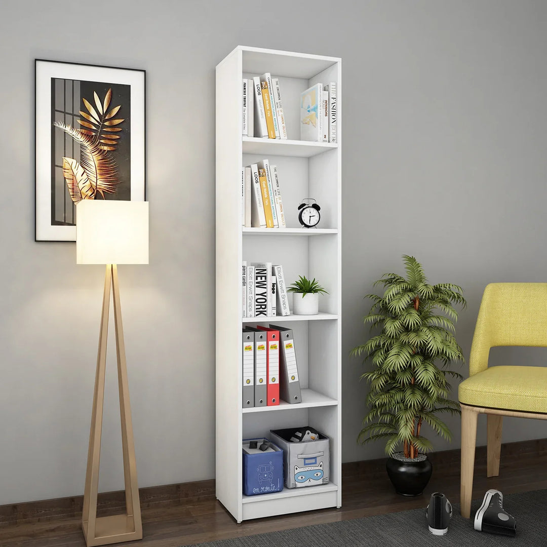 Vistaar Slim Wooden Bookcase White