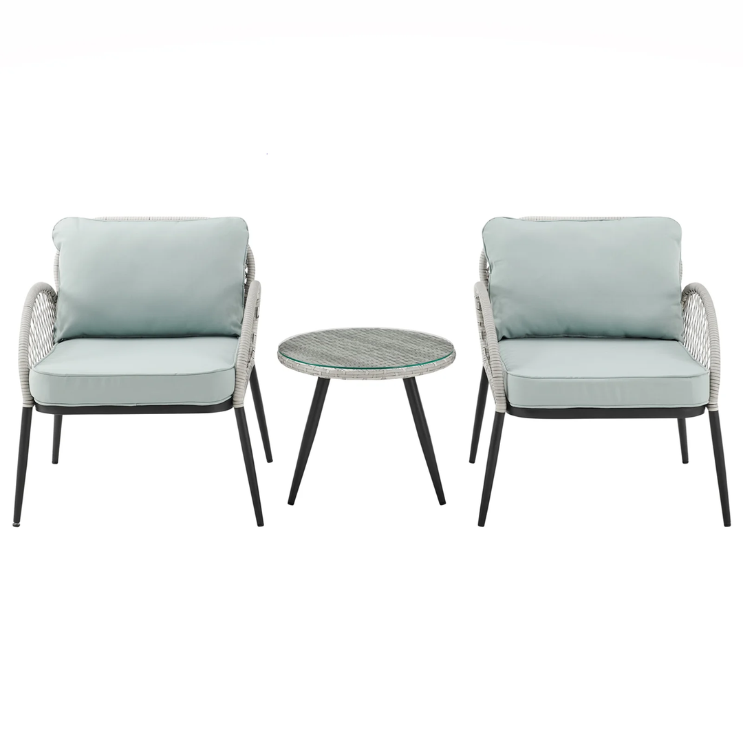 Florrie Outdoor Patio Seating Set 2 Chairs and 1 Table Set (White)