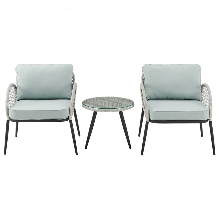 Florrie Outdoor Patio Seating Set 2 Chairs and 1 Table Set (White)