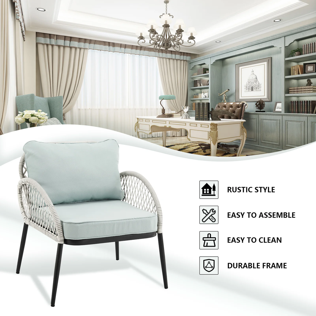 Florrie Outdoor Patio Seating Set 2 Chairs and 1 Table Set (White)