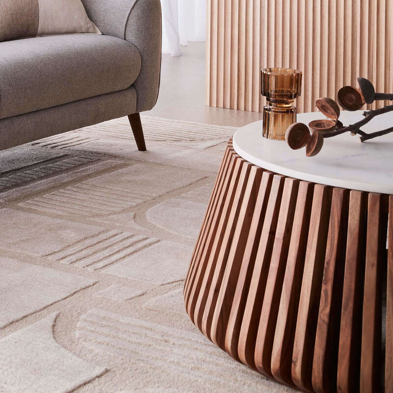 Hrithik Sheesham Wood Coffee Table With  White Marble Top (Nest Shape Base)
