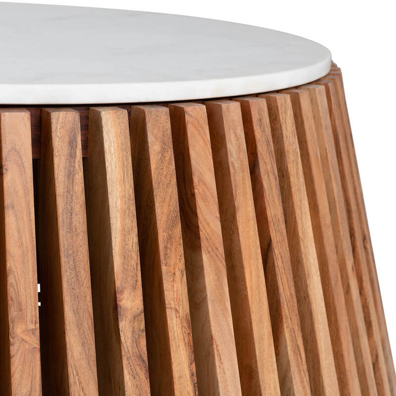 Hrithik Sheesham Wood Coffee Table With  White Marble Top (Nest Shape Base)