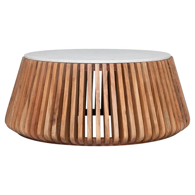Hrithik Sheesham Wood Coffee Table With  White Marble Top (Nest Shape Base)