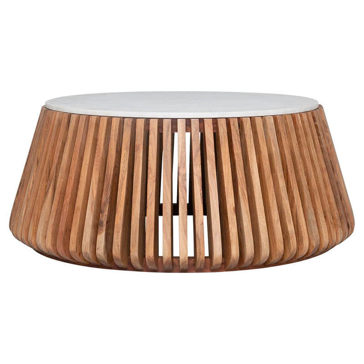 Hrithik Sheesham Wood Coffee Table With  White Marble Top (Nest Shape Base)