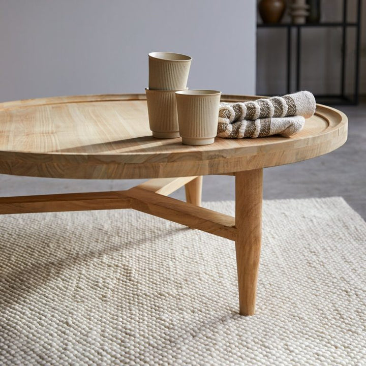 Aarav Round Coffee Table  – Mango Wood (Mango Wood-Round, W90 D90 H35 cm)