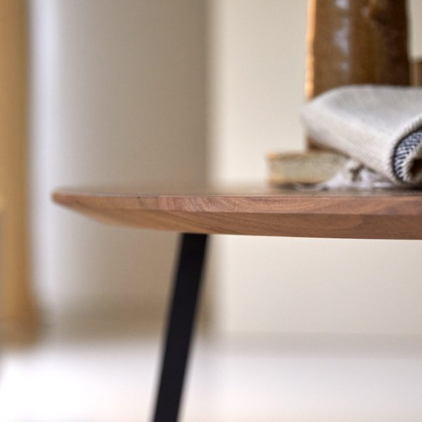 Surya Round Coffee Table – Sheesham Wood Top, Iron Base
