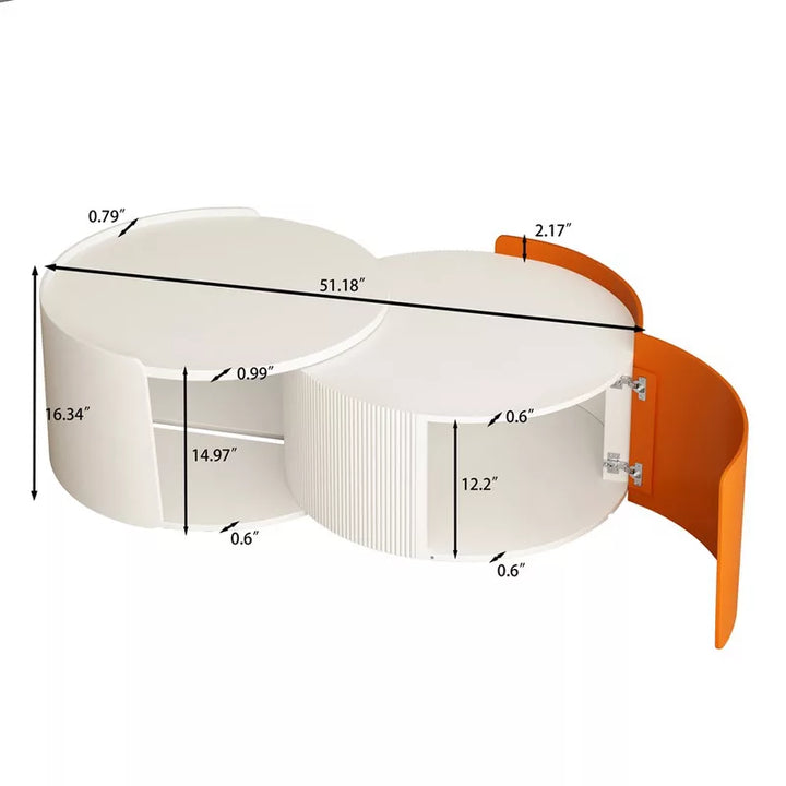 Riddhima MDF White and Orange Coffee Table for Living Room