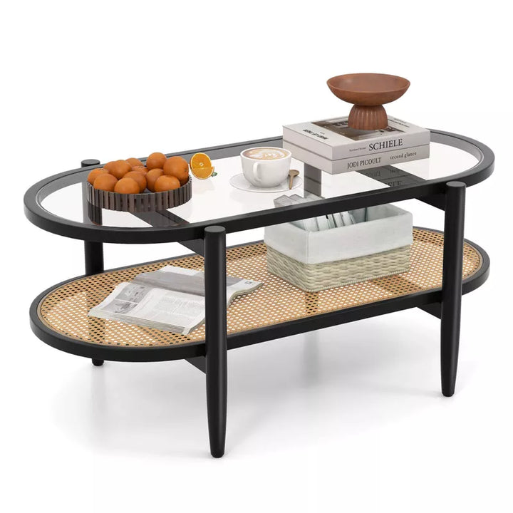 Devika Mango Wood Coffee Table for Living Room in Black Colour