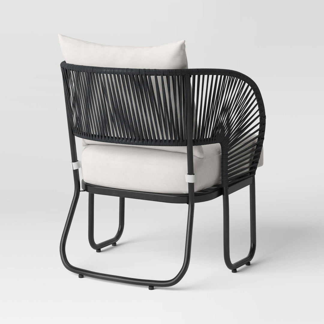 Lucas Outdoor Sofa Set 2 Seater , 2 Single seater and 1 Center Table Set (Black) Braided & Rope