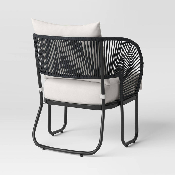 Lucas Outdoor Sofa Set 2 Seater , 2 Single seater and 1 Center Table Set (Black) Braided & Rope