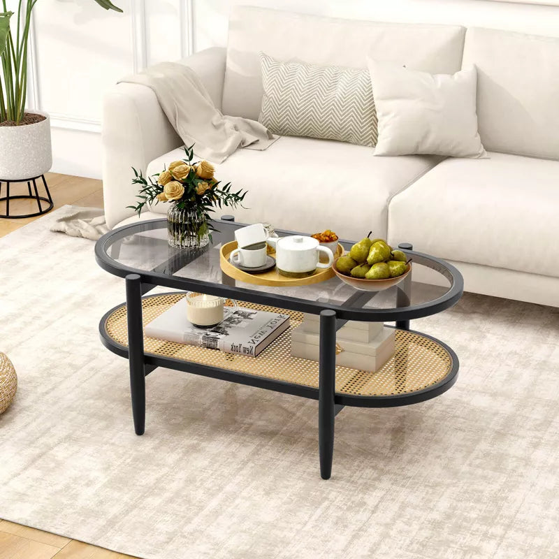 Devika Mango Wood Coffee Table for Living Room in Black Colour