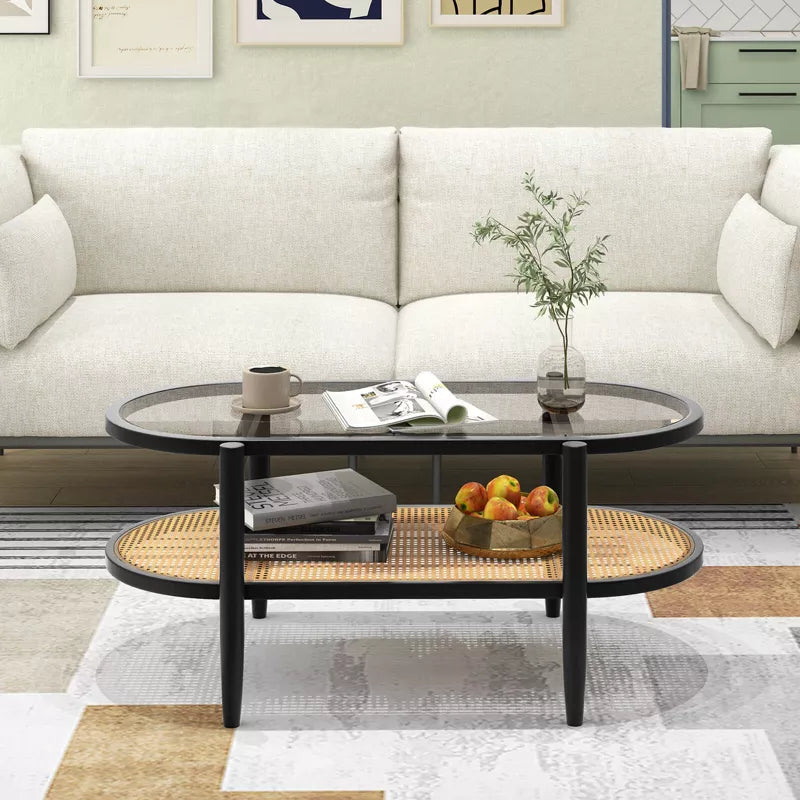 Devika Mango Wood Coffee Table for Living Room in Black Colour