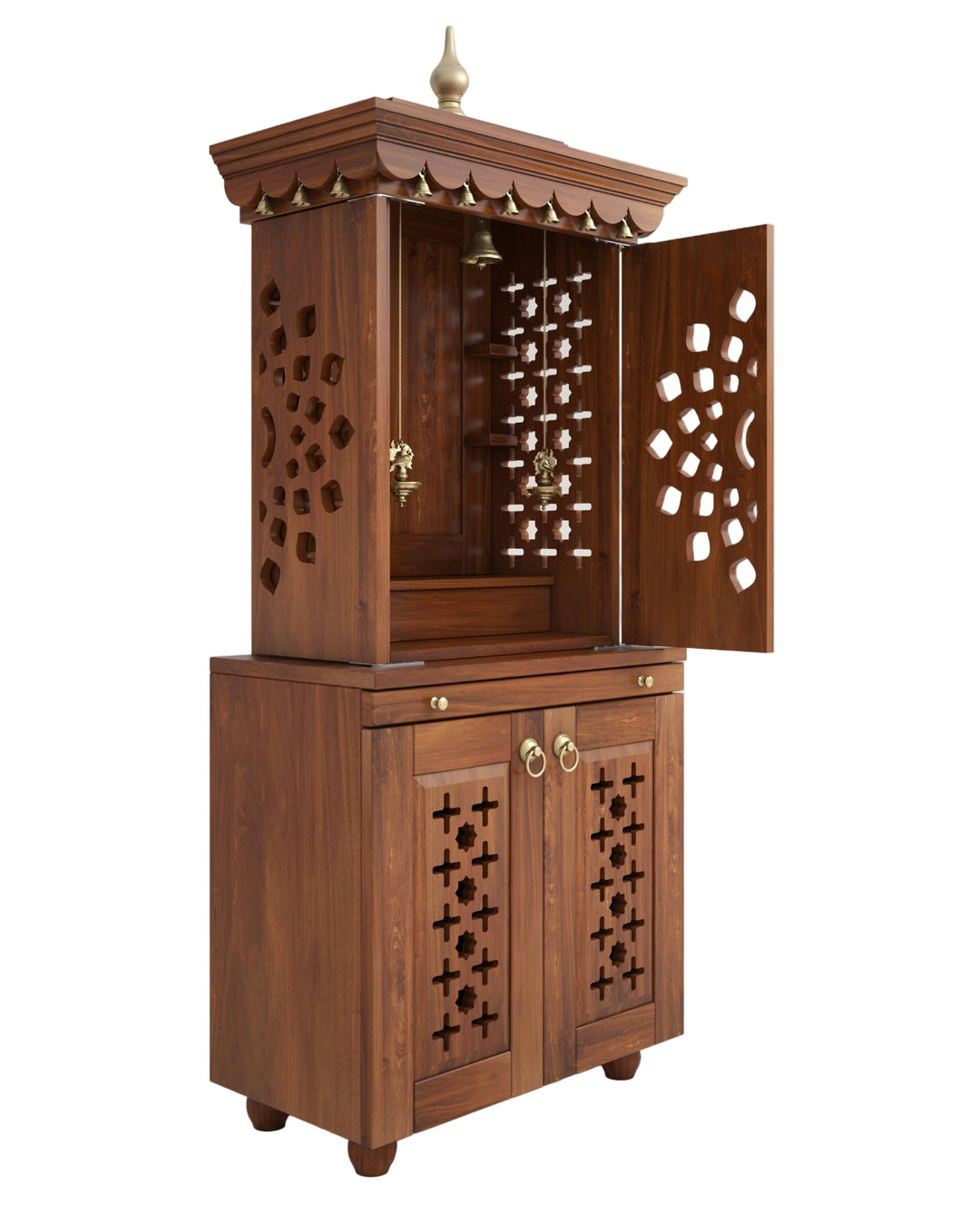 Galina Handcrafted Solid Wood Pooja Mandir for Home with Doors | Home Temple