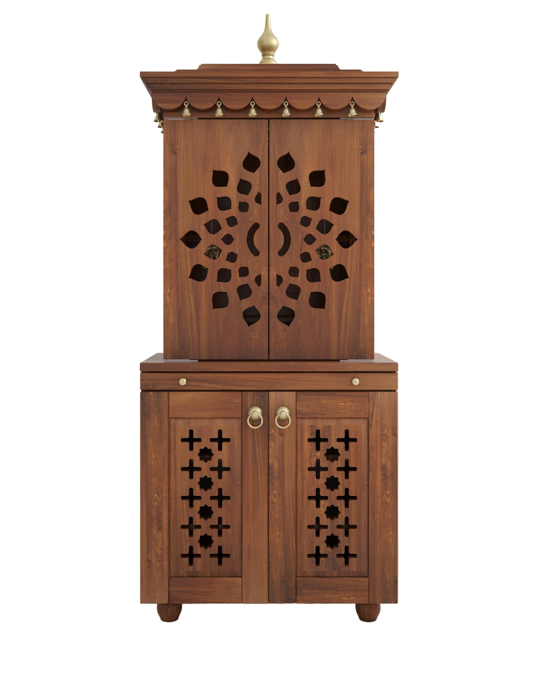 Galina Handcrafted Solid Wood Pooja Mandir for Home with Doors | Home Temple
