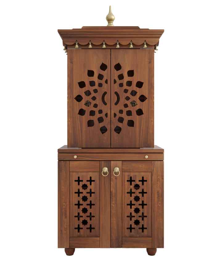 Galina Handcrafted Solid Wood Pooja Mandir for Home with Doors | Home Temple