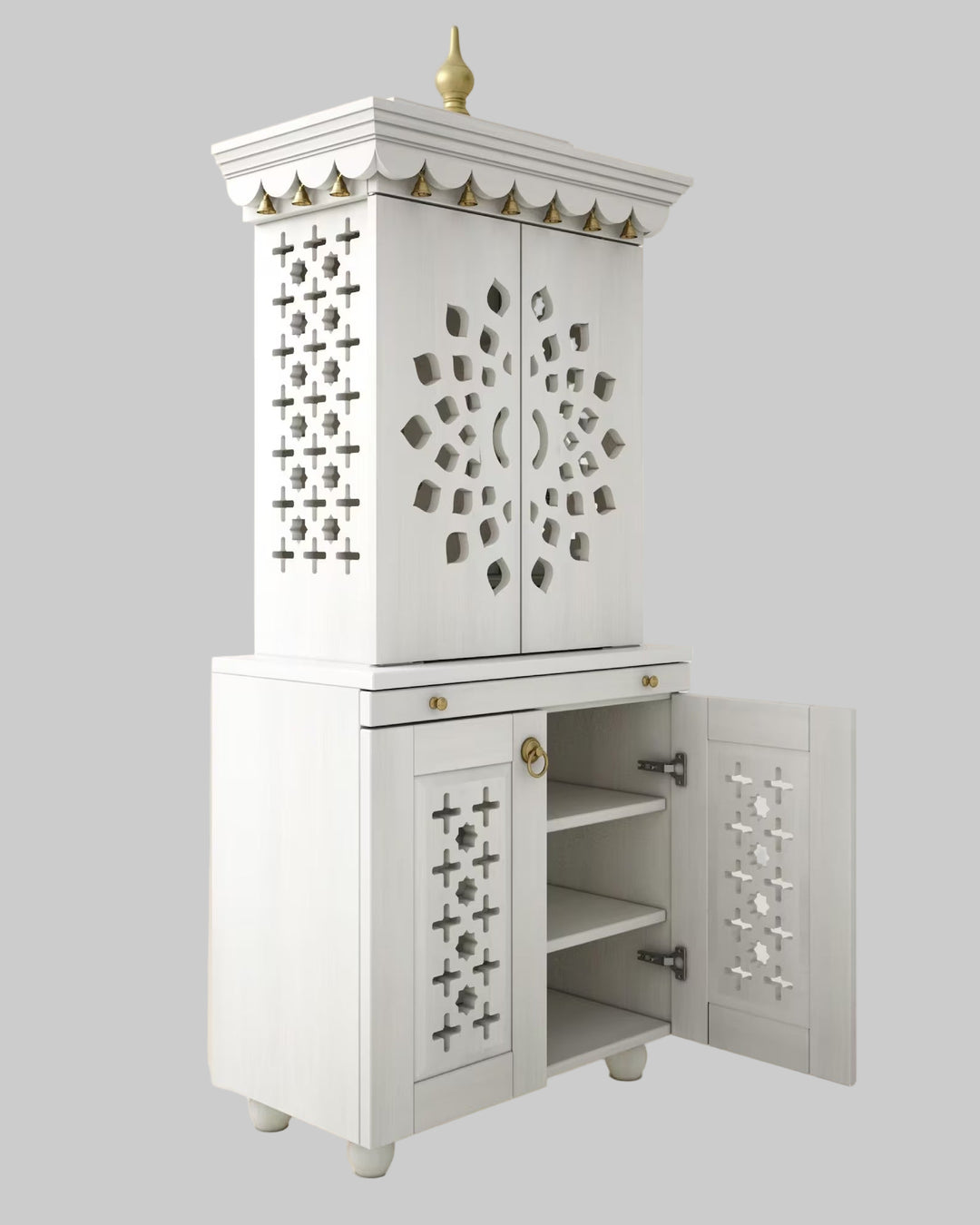 Galina Handcrafted Solid Wood Pooja Mandir for Home with Doors | Home Temple
