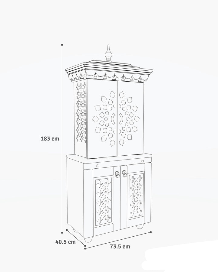 Galina Handcrafted Solid Wood Pooja Mandir for Home with Doors | Home Temple