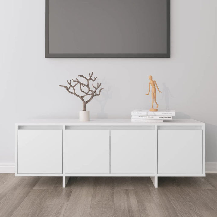 OmkarWood Premium Modern TV Unit – White Minimalist Engineered Wood Cabinet