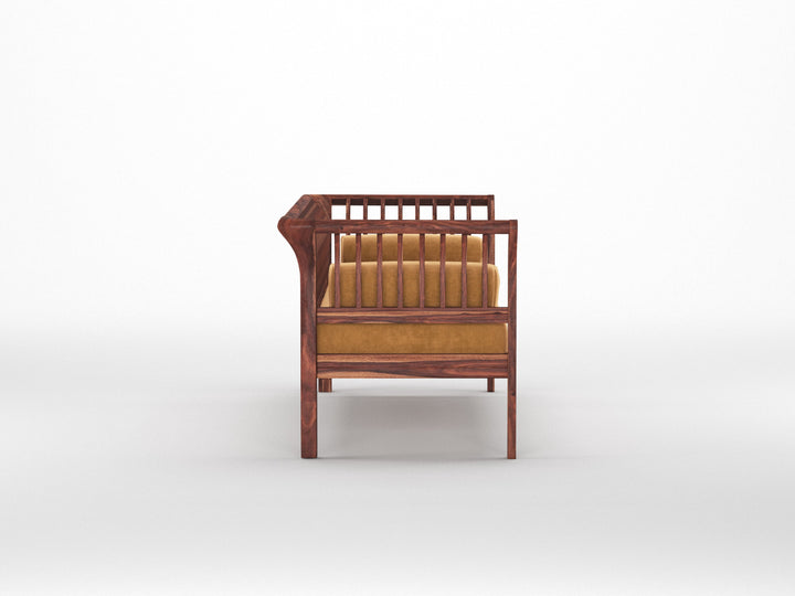 Iván Wooden Sofa 3 Seater - Mustard Yellow