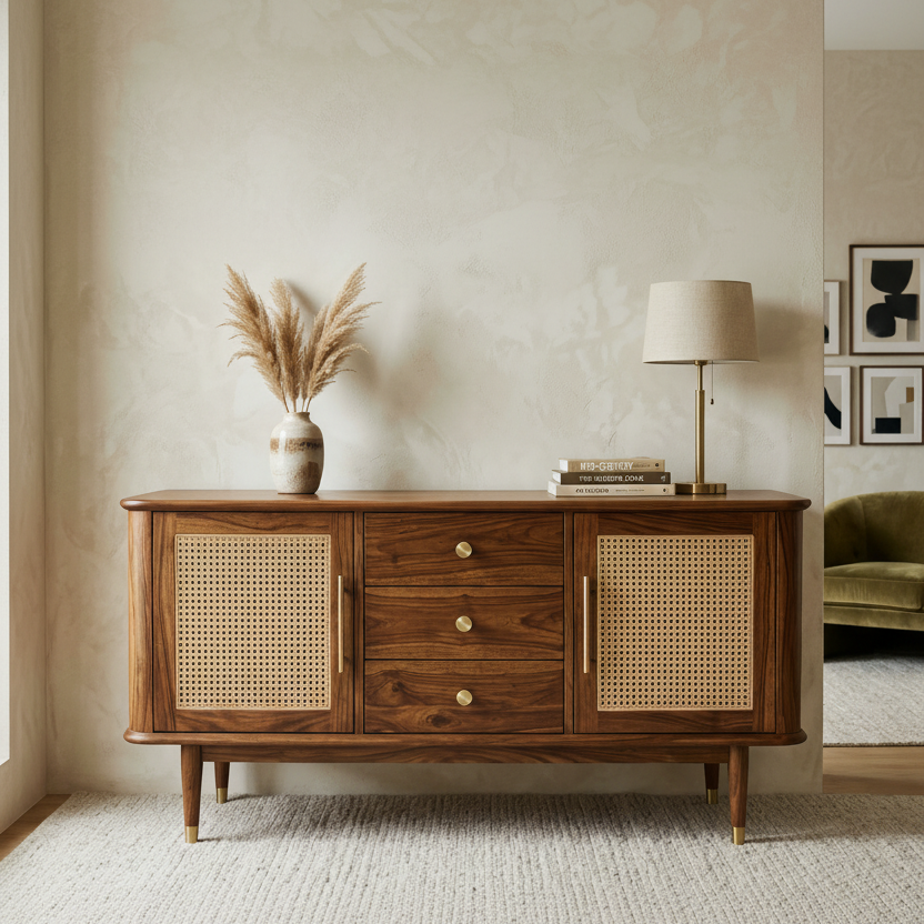 Harper Sheesham Wood Cabinet and Sideboard (Honey Finish)